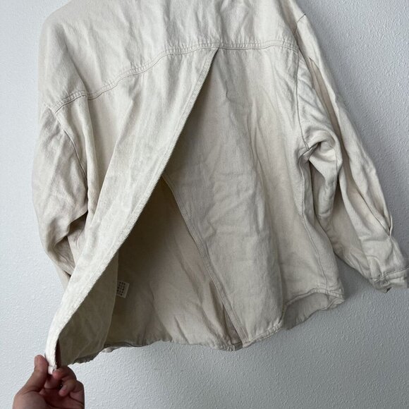 Zara Womens Small Cream Oversized Button Front Shacket - Picture 3 of 8